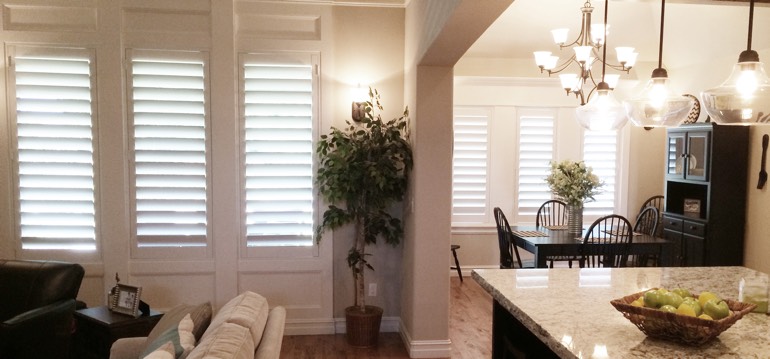 Fort Lauderdale shutters in kitchen and family room